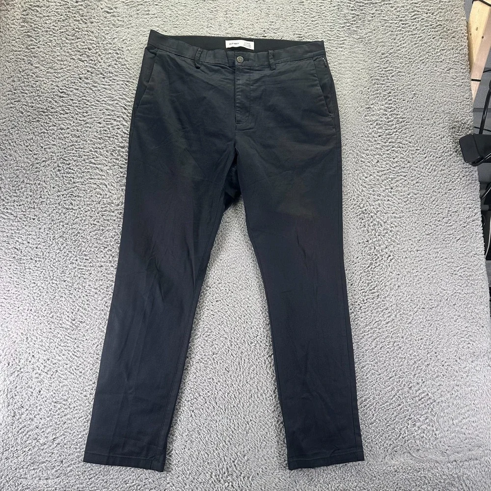 Old Navy Built-In Flex Pant Mens 36x30 Blue Cotton Chino Straight Slim Business